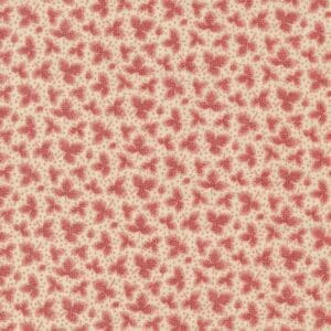 Seamless pattern of small red floral clusters on a beige background.