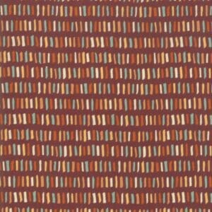 Pattern of vertical stripes in various colors on a brown background.