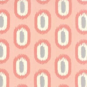 Abstract pattern with pink and beige oval shapes on a coral background.