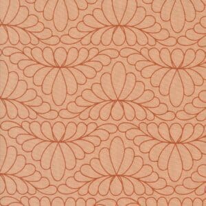 Seamless floral pattern with peach background and intricate line details.
