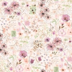 Delicate floral pattern with soft pastel colors and intricate details.