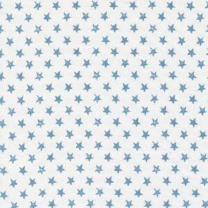 Pattern of small blue stars on a white background.