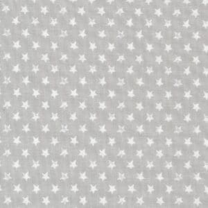 Gray fabric with a repeating pattern of white stars.