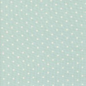 Light blue fabric with a pattern of small white hearts.