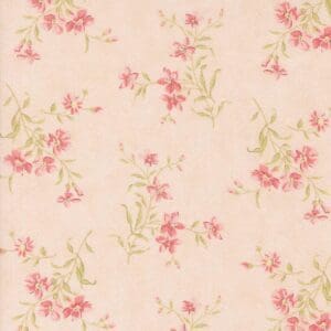 Vintage floral pattern with pink roses on a soft beige background.