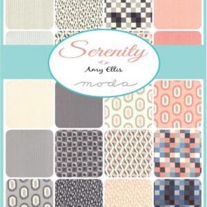 A fabric swatch card featuring 18 pastel and muted patterned designs.
