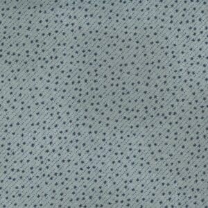 Close-up of a light blue fabric with small black star-like patterns.