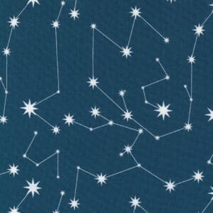 Starry sky with constellation patterns connected by lines.