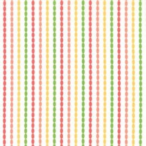 Colorful vertical stripes with a pattern of small circles on a white background.