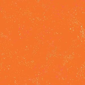 Orange textured background with subtle speckles.