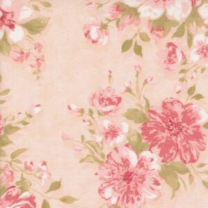 Vintage pink floral pattern on a beige background.