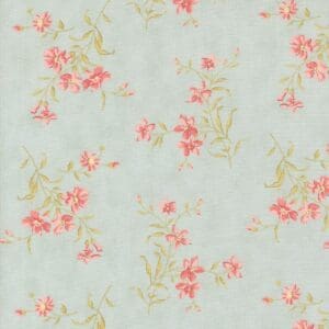Light blue fabric with delicate pink floral pattern.