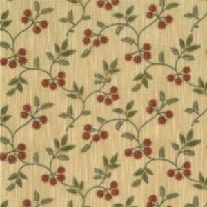 Vintage floral pattern with red berries on beige background.