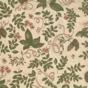 Vintage floral and leaf pattern on a beige background.