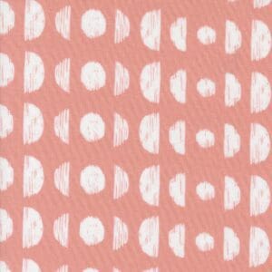 A pink background with white semi-circle and circle patterns arranged in rows.
