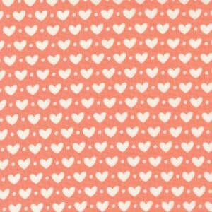 Orange background with white hearts in a repeating pattern.