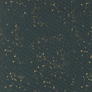 Dark surface sprinkled with numerous tiny golden dots.