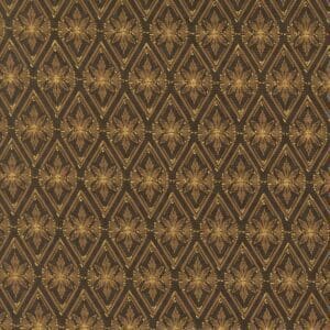 Intricate brown and gold diamond-patterned wallpaper with vintage texture.