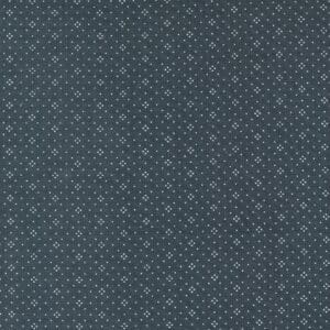 Seamless dark blue geometric patterned fabric with star motifs.