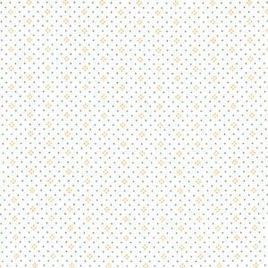 White background with a subtle pattern of small, multicolored dots arranged in a grid.