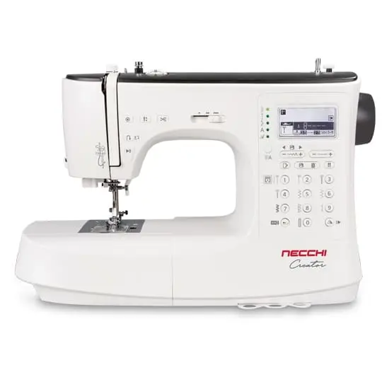 White Necchi computerized sewing machine, front view