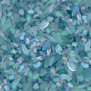 Abstract painting with blue and green strokes.