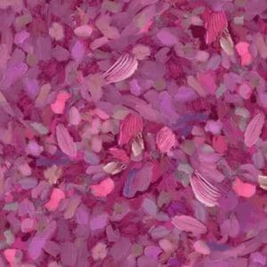 Abstract painting with pink and purple textures.