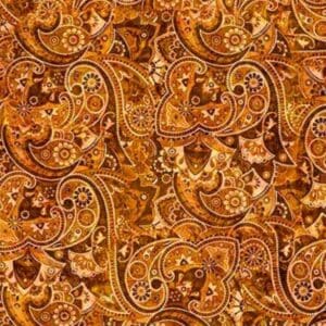 Intricate orange and brown paisley pattern.