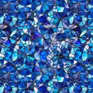 Blue stained glass mosaic pattern design.