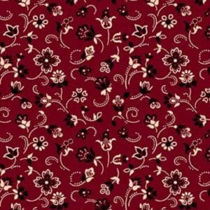 Red floral pattern with white and black accents.