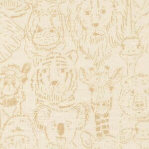 Animal faces pattern in light brown sketch.