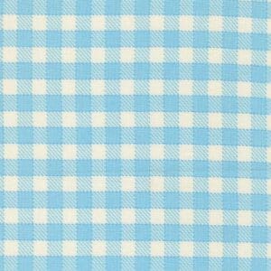 Blue and white checkered gingham pattern.