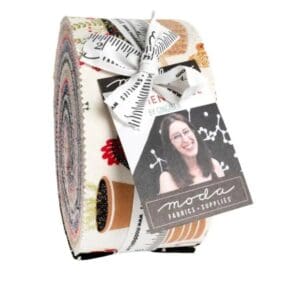 Rolled fabric bundle with illustrated tag.