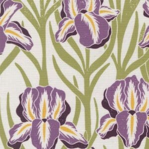 Purple irises with green leaves pattern.