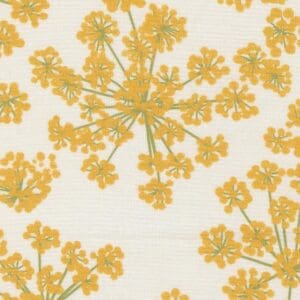 Yellow floral pattern on white background.