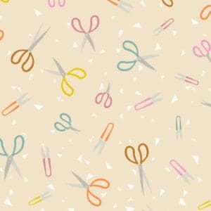Colorful scissors and paperclips pattern.