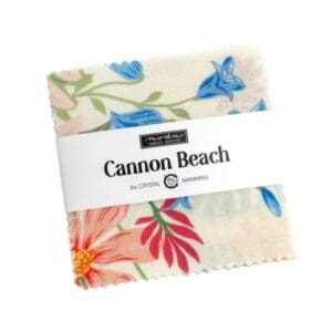 Floral fabric square labeled "Cannon Beach.