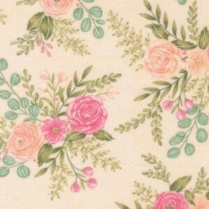 Floral pattern with pink and green design.
