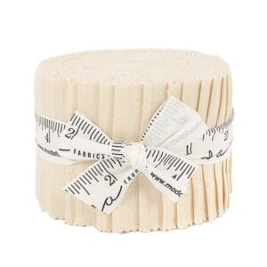 Rolled fabric bundle with measuring tape ribbon.
