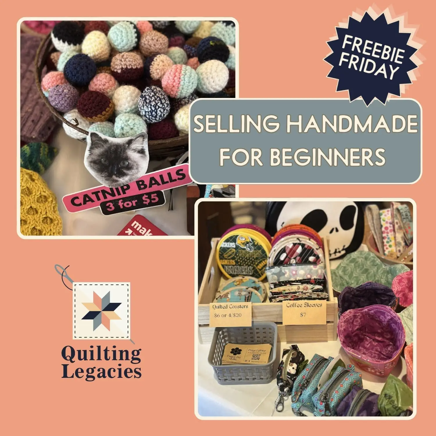 Craft fair display of handmade crochet catnip balls