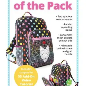 Polka-dot backpack with white wolf design