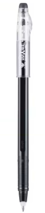 Black gel pen with clear plastic cap