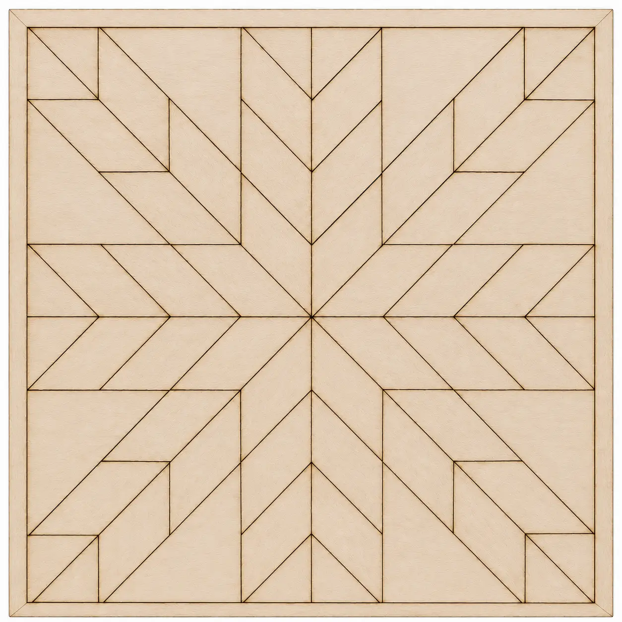 Light wood chevron star pattern in square